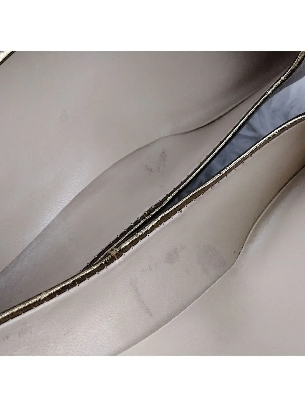 Etienne Aigner Gail Gold Leather  Pointed-Toe Skinny Heel Slip On Pump Shoe